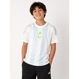 Adidas Kids Messi Training Jersey Large White Almost Blue Soccer Shirt NWT